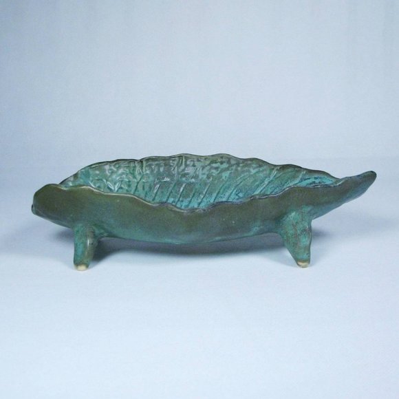 Pottery Dish Bowl Made From Dieffenbachia Plant Handmade Artist  One Of A Kind - Picture 4 of 5